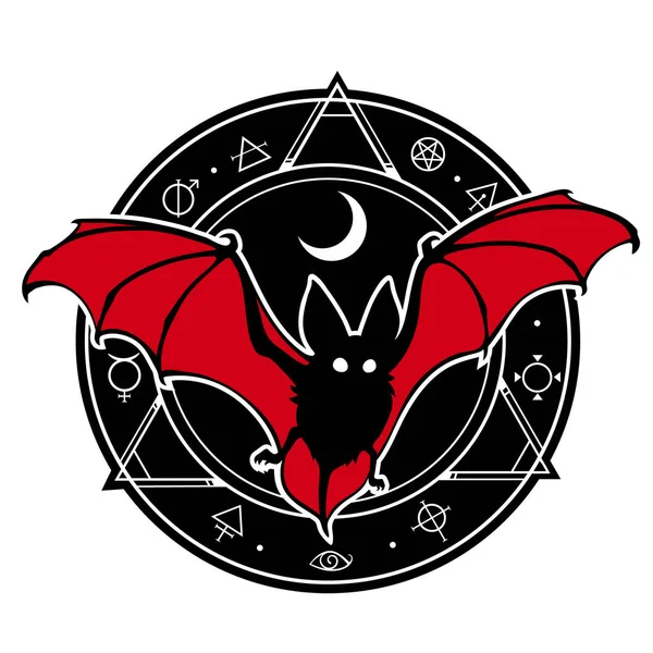 Morcego Composição Com Selo Mágico Alquímico — Vetor de Stock