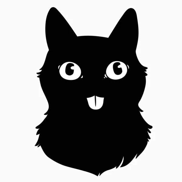 Cabeza Gato Negro Con Cara Linda — Vector de stock