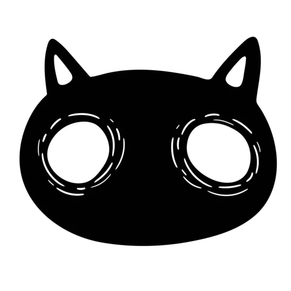 Голова Черного Мультяшного Кота Белыми Глазами — стоковый вектор