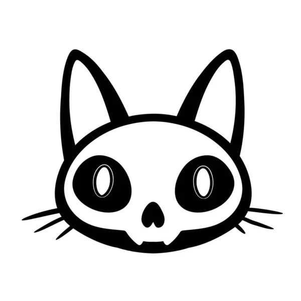 Cabeza Estilizada Del Cráneo Del Gato Dibujos Animados — Vector de stock