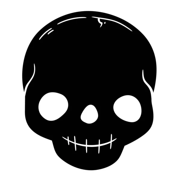 単純な黒い様式化された人間の頭蓋骨 — ストックベクタ