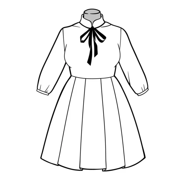 Belle Robe Romantique Été Taille Haute — Image vectorielle