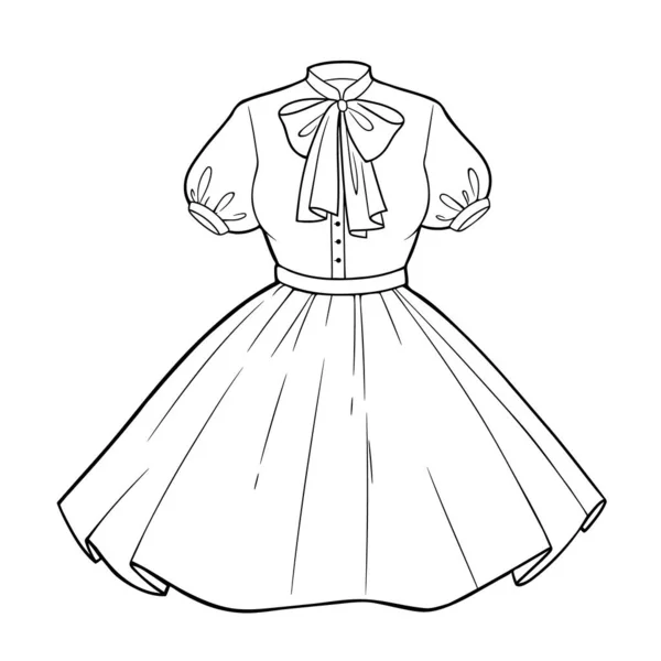 Набір Жіночого Одягу Красива Сорочка Бантом Пухнастою Спідницею — стоковий вектор