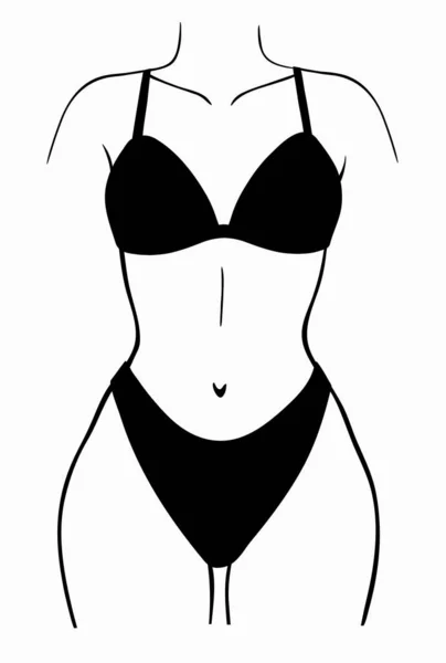 Set Lingerie Swimsuit Picture Only Contour Filling — Stock Vector