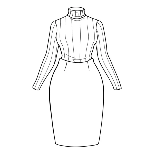Kobiece Ubranie Spódnica Golfem Ołówkiem — Wektor stockowy