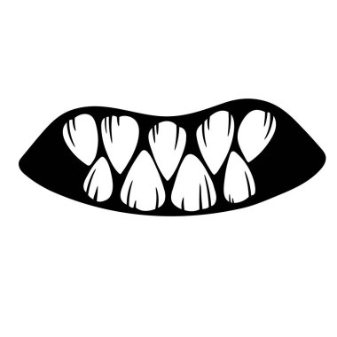 Keskin dişleri olan bir canavarın ağzı.