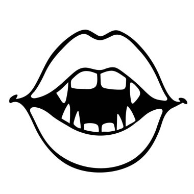 Dolgun dudakları ve sivri dişleri olan dişi ağız.