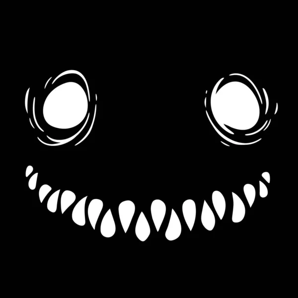 Ojos Sonrisa Monstruo Sobre Fondo Negro — Vector de stock