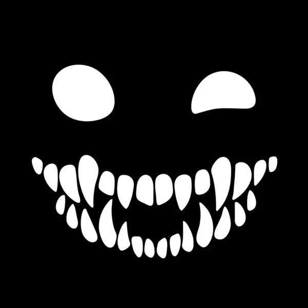 Ojos Sonrisa Monstruo Sobre Fondo Negro — Vector de stock