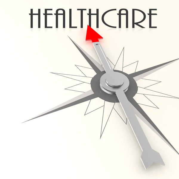 Compass with healthcare word — Stock Photo, Image
