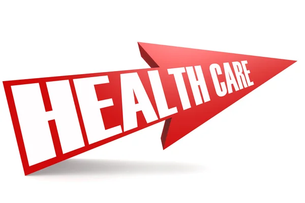 Red arrow with health care word — Stock Photo, Image