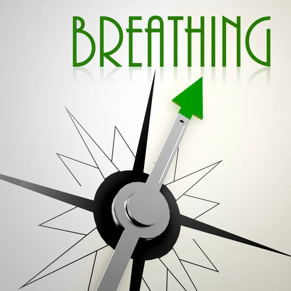 Breathing on green compass — Stock Photo, Image