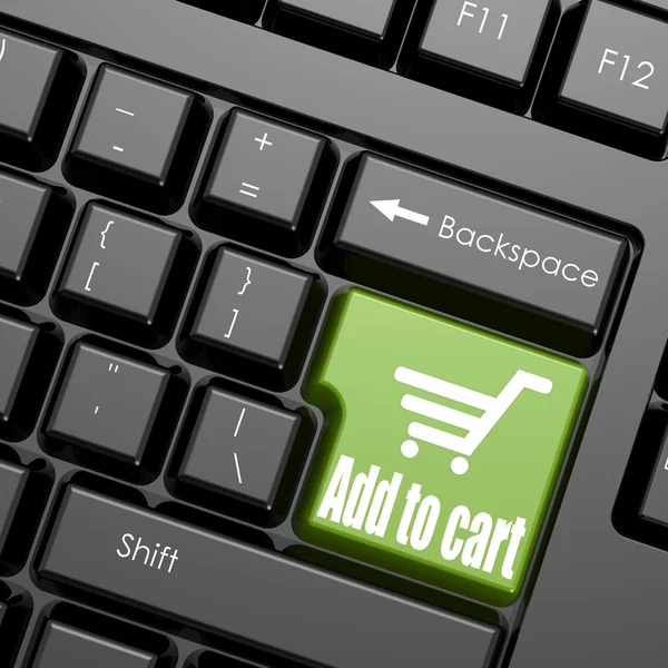 Green add to cart enter button — Stock Photo, Image