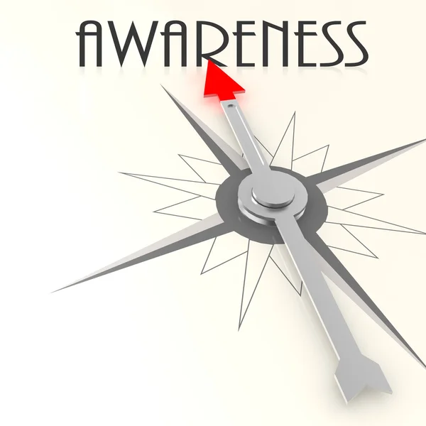 Compass with awareness word — Stock Photo, Image