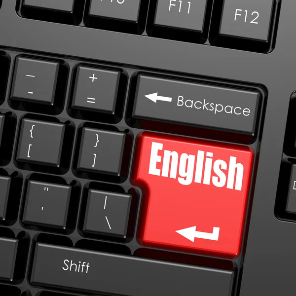 Red enter button on computer keyboard, English word — Stock Photo, Image