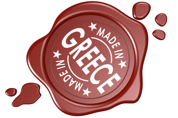 Fabricado en Grecia sello de etiqueta aislado — Foto de Stock