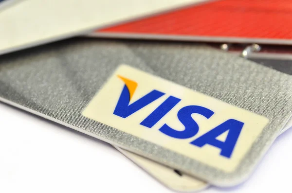 Zblízka kreditních karet Visa karty — Stock fotografie