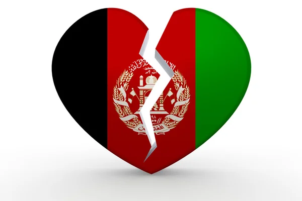 Forma de coração branco partido com bandeira do Afeganistão — Fotografia de Stock