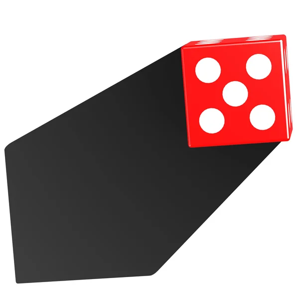 Red die with five at top — Stock Photo, Image