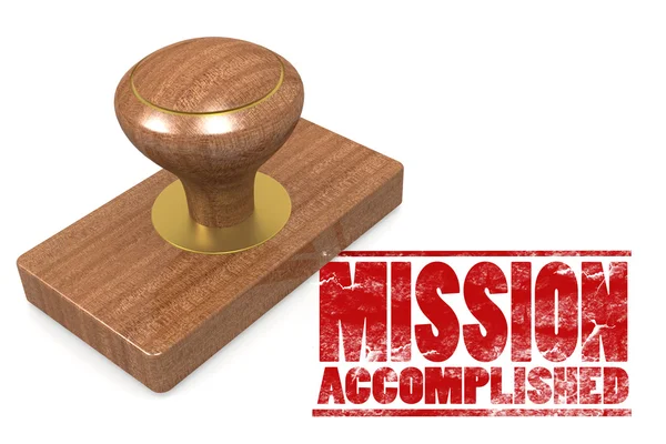 Mission accomplished wooded seal stamp — Stock Photo, Image