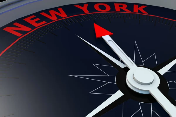 Schwarzer Kompass mit New Yorker Wort drauf — Stockfoto