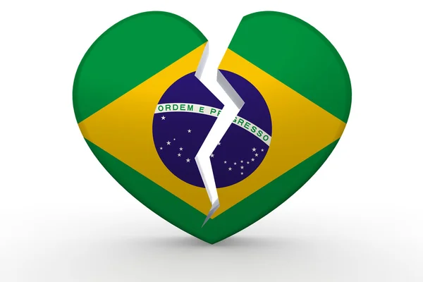 Frattura a forma di cuore bianco con bandiera Brasile — Foto Stock