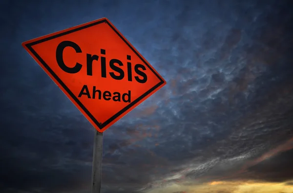 Crisis warning road sign — Stock Photo, Image