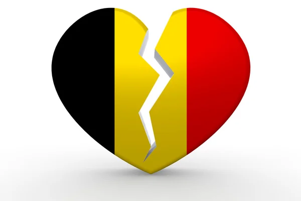 Broken white heart shape with Belgium flag — Stock Photo, Image