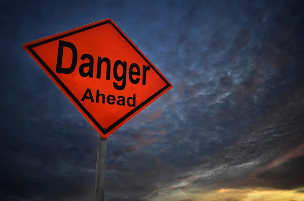 Danger warning road sign — Stock Photo, Image