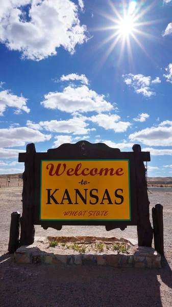 Bienvenue à Kansas Road Sign — Photo