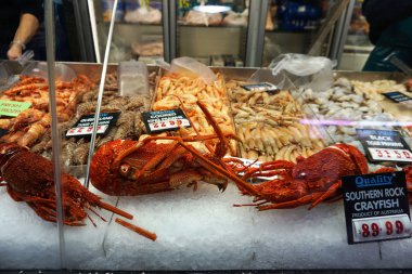 Sidney Balık pazarı üzerinde taze deniz ürünleri