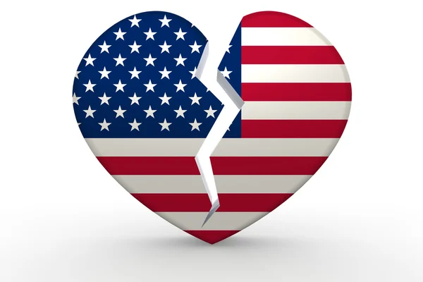 Broken white heart shape with United States flag — Stock Photo, Image