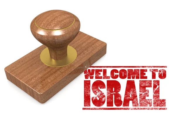 Sello de goma roja con bienvenida a Israel — Foto de Stock