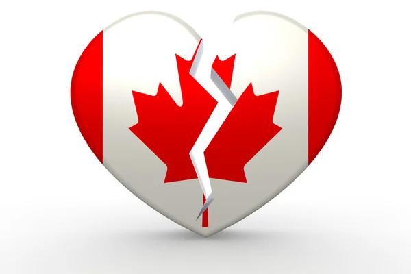 Frattura a forma di cuore bianco con bandiera canadese — Foto Stock