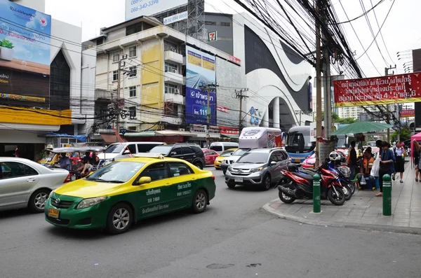 Bangkok Taxi meter on the downtown street — Stock Photo, Image