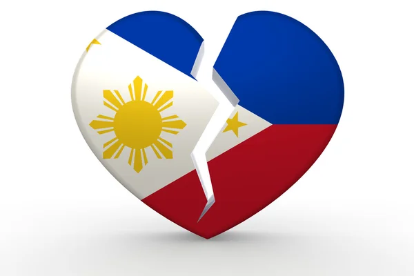 Разбитое белое сердце с флагом Филиппин — стоковое фото