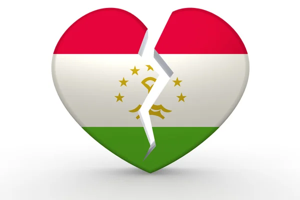 Broken white heart shape with Tajikistan flag — Stock Photo, Image