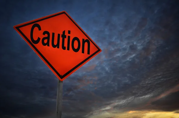 Caution warning road sign — Stock Photo, Image