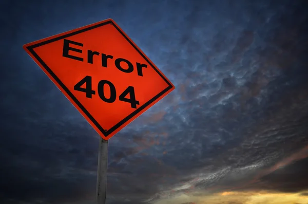 Error 404 señal de advertencia de carretera —  Fotos de Stock