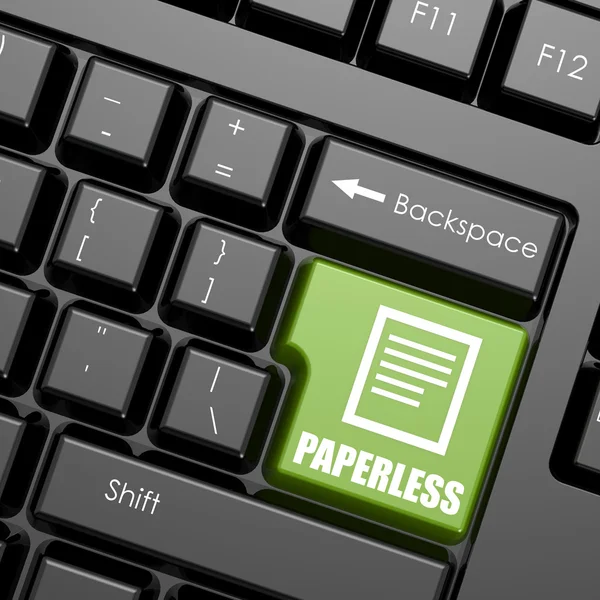 Teclado de ordenador con palabra Paperless — Foto de Stock