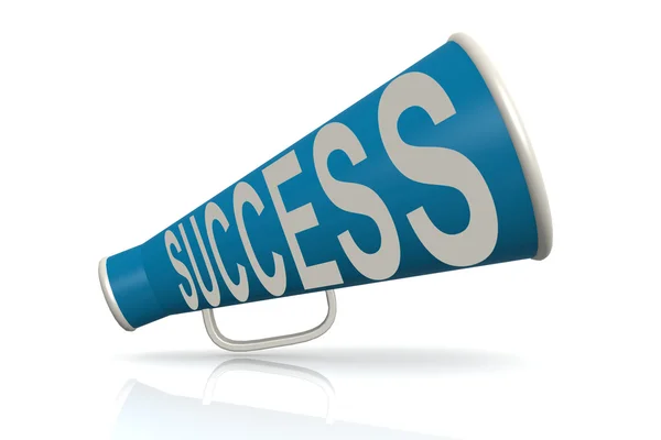 Blue megaphone with success word — Stock Photo, Image