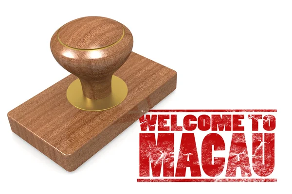 Red rubber stamp with welcome to Macau — Stock Photo, Image