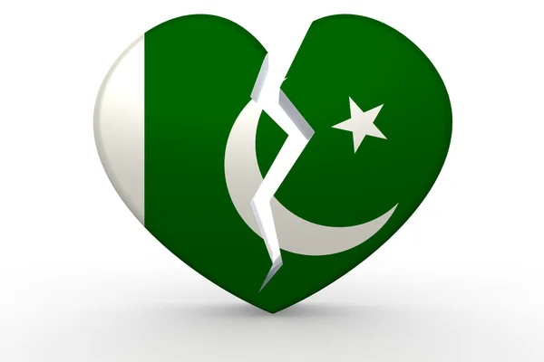 Broken white heart shape with Pakistan flag — Stock Photo, Image