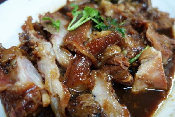 Carne di maiale stufata, piatto famoso a Bangkok — Foto Stock