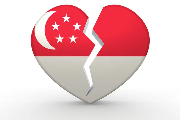 シンガポールの国旗と白いハートが壊れてください。 — ストック写真