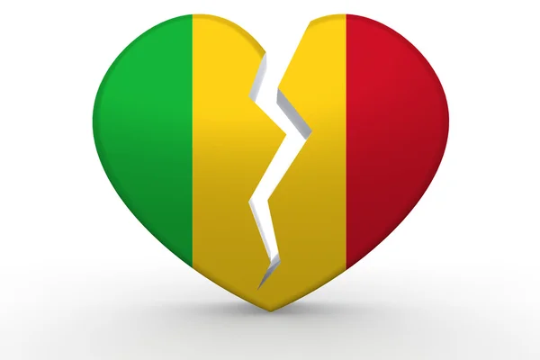 Broken white heart shape with Mali flag — Stock Photo, Image