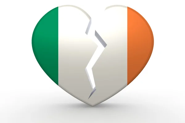 Broken white heart shape with Ireland flag — Stock Photo, Image