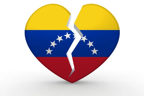 Broken white heart shape with Venezuela flag — Stock Photo, Image