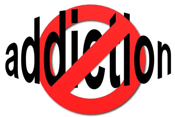 Stop addiction sign in red — Stock Photo, Image