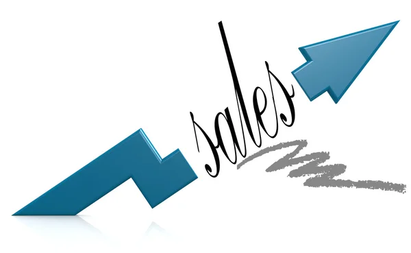 Blue arrow with sales word — Stock Photo, Image